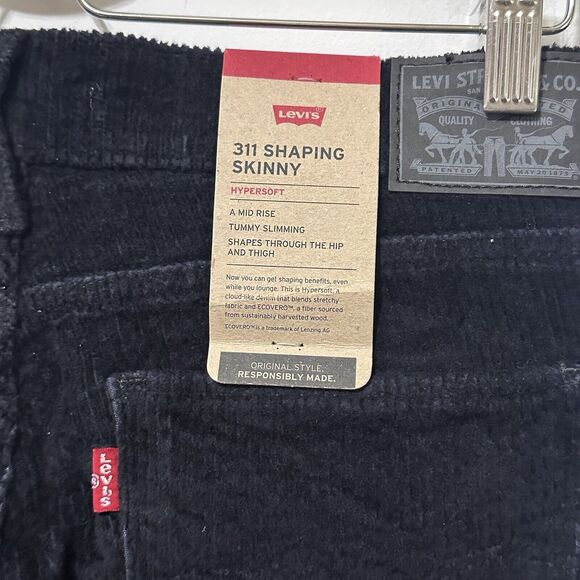 Levis 311 Shaping Skinny Corduroy Pure Black Pants 31 x 30 Mid Rise Casual NEW - Picture 4 of 8
